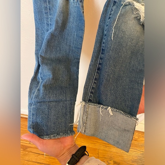 MOTHER Blue Cropped Distressed Jeans - Picture 6 of 16